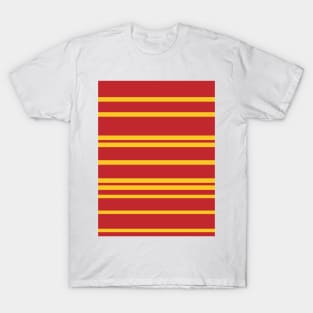 Antique Gold Stripes Racing Across Red T-Shirt